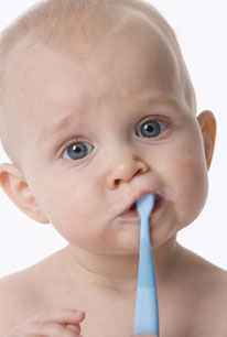 Infant brushing teeth